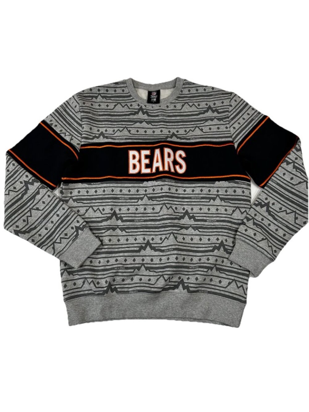 Chicago Bears Men Med Gray Aztec Fleece Crewneck Sweatshirt New Era NFL Pullover - Picture 2 of 8